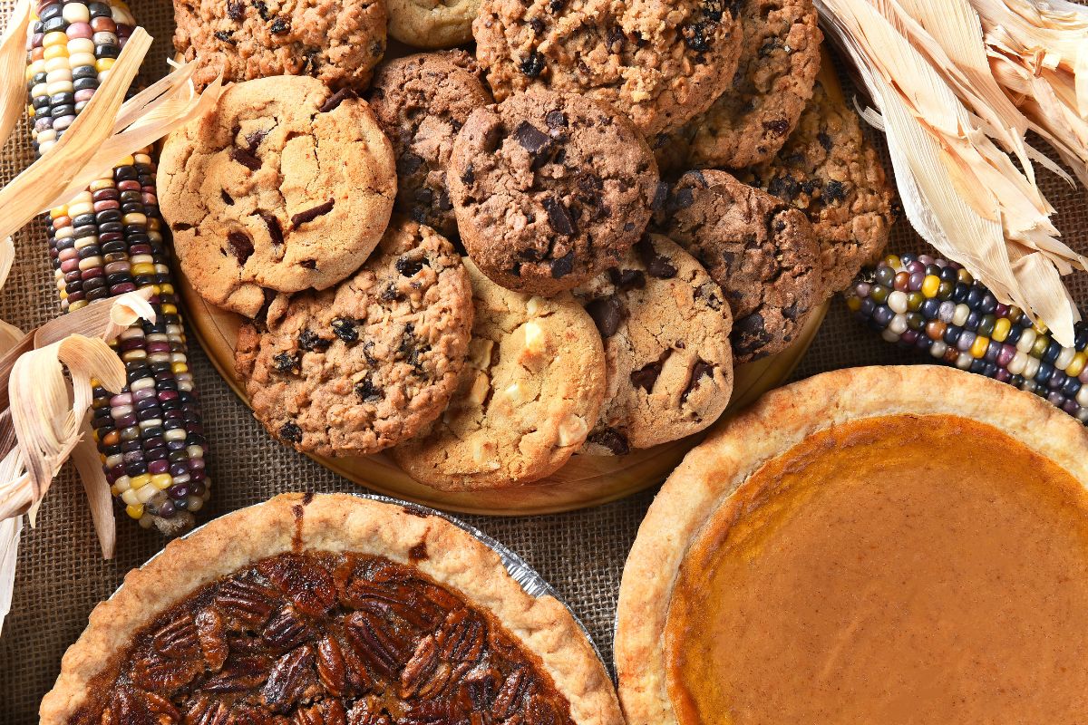 Table of Thanksgiving desserts